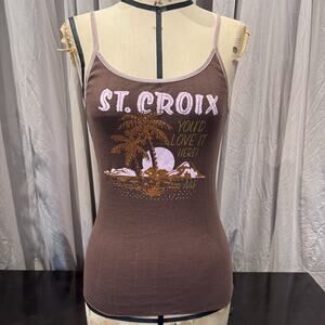 Rare Vintage 90’s St . Croix Cami Printed With Crystals With Original Tags! L